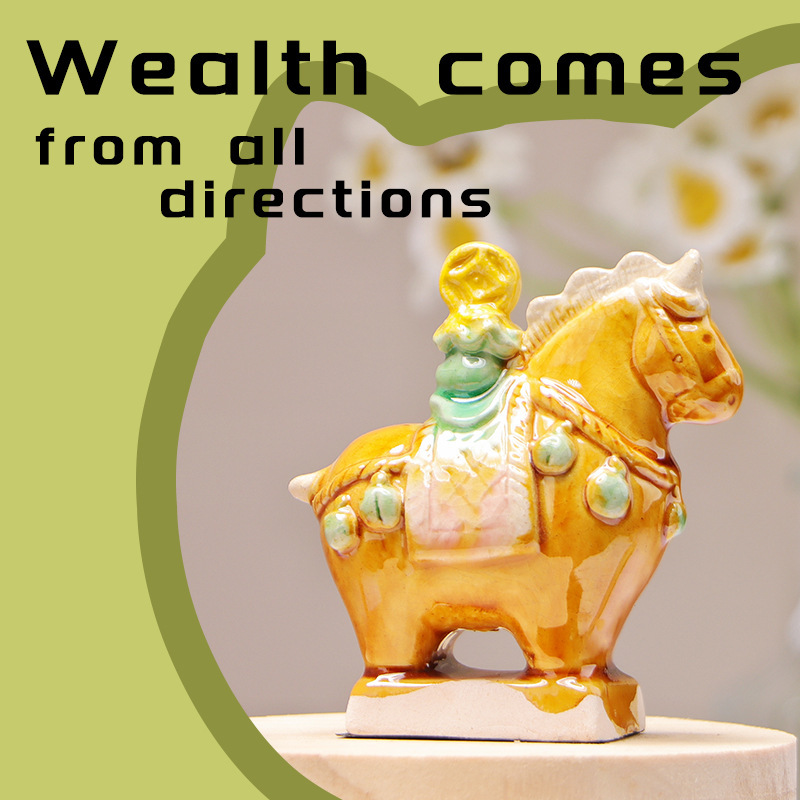 Luoyang Tourism Museum Cultural and Creative Tang Sancai Ceramic Horse - Wealth Comes from All Directions, Get Rich Instantly Decoration