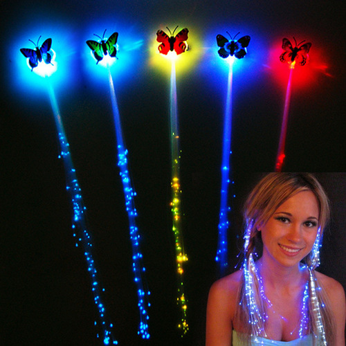 Rainbow Butterfly Glowing Braids, Sparkling Braids, LED Fiber Optic Hair, Birthday Party Entertainment Cheer Prop