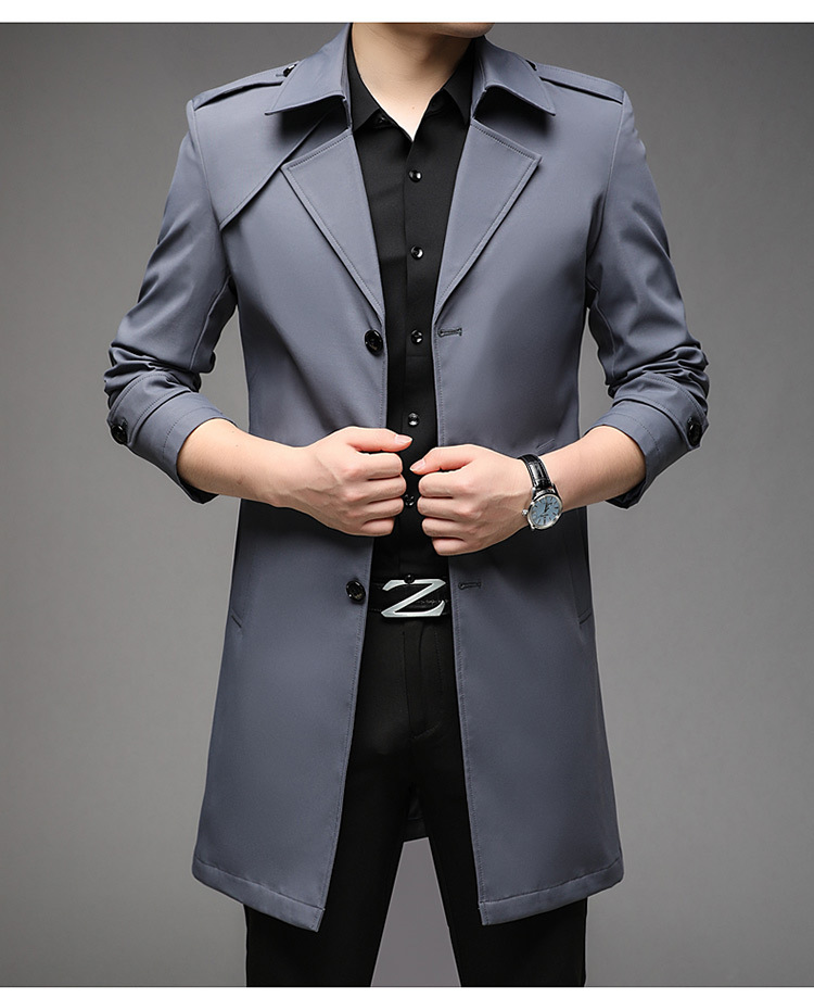 Men's Trench Coat Mid Length Windbreaker For Men Smart Casual_voghion.com