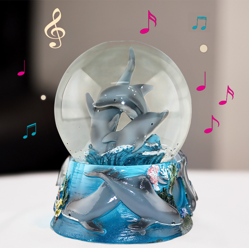 Creative resin cartoon dolphin animal crystal ball decoration customized water ball souvenir decoration gift to map customization
