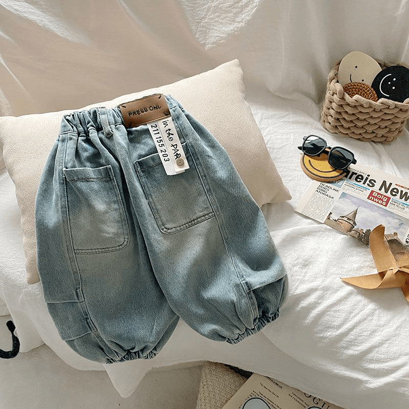 Children's Spring and Autumn Pants Children's Casual Pants Boys Korean-style Trendy All-match Washed Jeans Baby's Vintage Pants Children's Spring and Autumn Pants Children's Casual Pants Boys Korean-style Trendy All-match Washed Jeans Baby's Vintage Pants