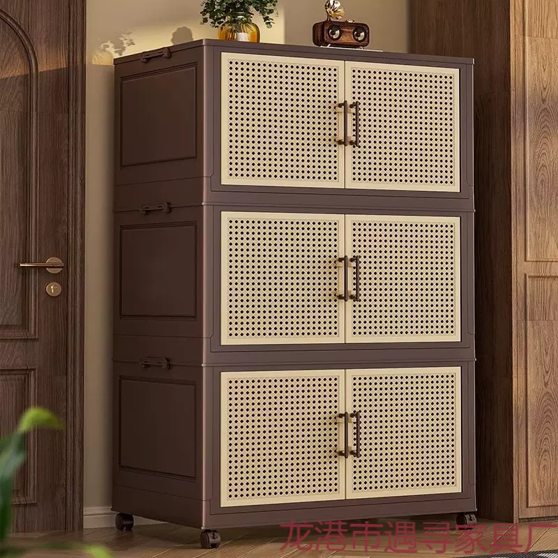 收纳柜家用免安装中式宝宝儿童整理衣服玩具塑料折叠储物零食柜子