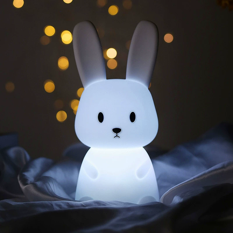 Silicone colorful night light, atmospheric rabbit for bed