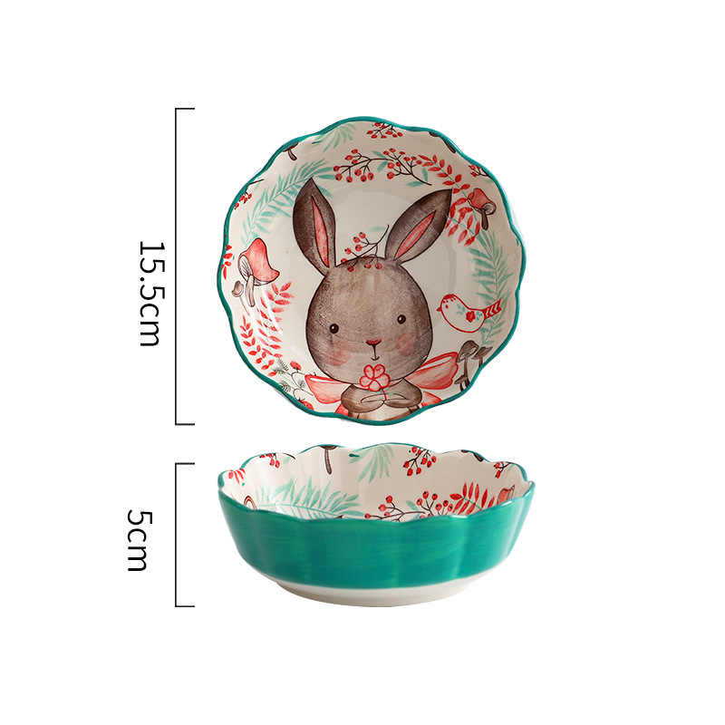 Internet celebridad freidora de aire tazón especial de dibujos animados animal de cerámica ensalada de frutas tazón lindo postre tazón de comer tazón