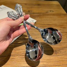 宫廷304不锈钢汤勺喝汤盛汤吃饭勺子高颜值不锈钢冰淇淋勺批发