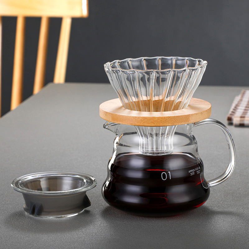 Fabricante directo de vidrio para compartir cafetera conjunto de cafetera de agua de mano taza de filtro de nube cafetera de moca explosión doméstica comercial