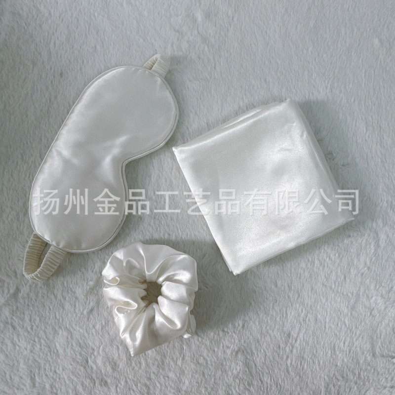 Ojos blancos de perla + anillo de pelo + funda de almohada set de tres piezas (paquete completo OPP)