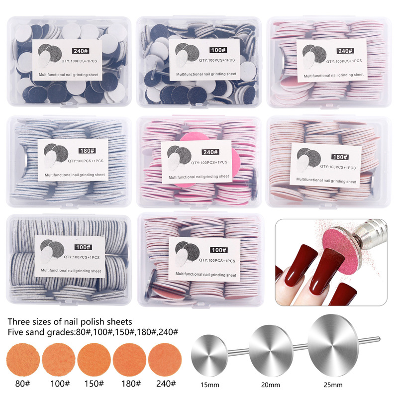 Cross-Border Nail Art Flying Saucer Sanding Discs for Manicure Extension, Russian-Style Flat Head Foot Sanding Discs, 100 Pieces/Box Cross-Border Nail Art Flying Saucer Sanding Discs for Manicure Extension, Russian-Style Flat Head Foot Sanding Discs, 100 Pieces/Box