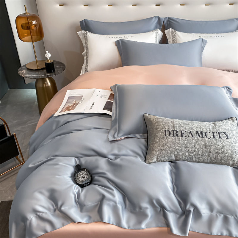 Verano 100% Tensi Juego de cuatro piezas Ropa de cama de verano de lujo ligero Funda de edredón Ropa de cama de tres piezas Ropa de cama