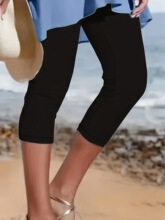 M 98647 Thick Summer Casual Solid Color Leggings ��ɫ���д�