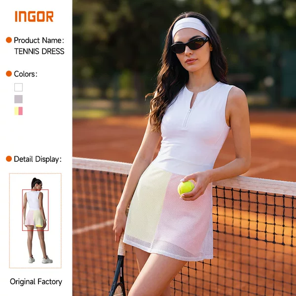 Summer Thin Tennis Skirt Suit Golf Badminton Outfit Running Fitness Sports Jumpsuit High-Waisted Slimming