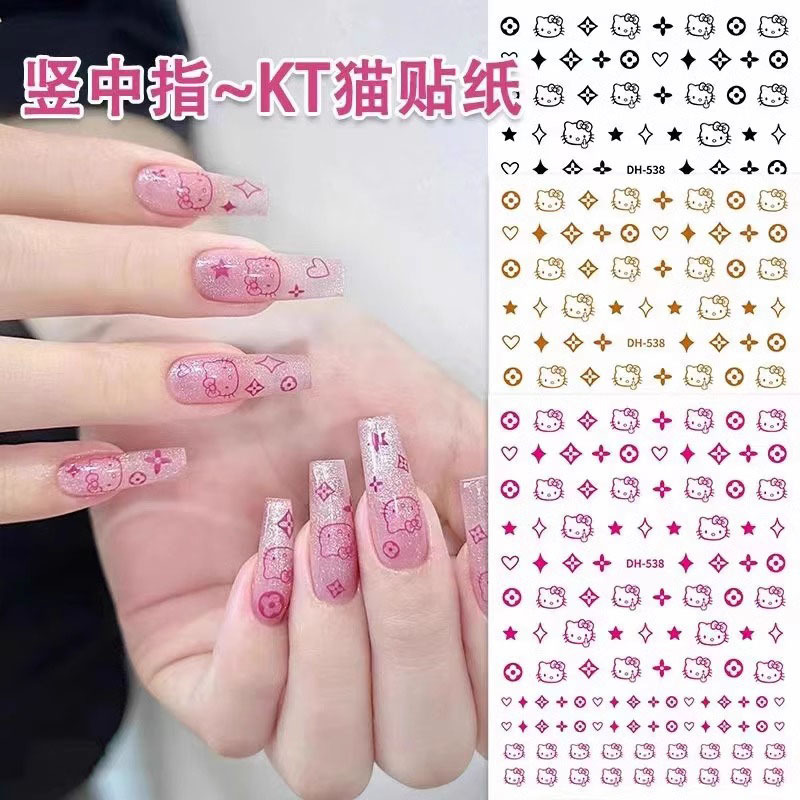 Internet Celebrity Nail Art hellokitty Sticker Vertical Middle Finger KT Cat Cute Kitty Cat Glue Back Nail Decal Jewelry Internet Celebrity Nail Art hellokitty Sticker Vertical Middle Finger KT Cat Cute Kitty Cat Glue Back Nail Decal Jewelry