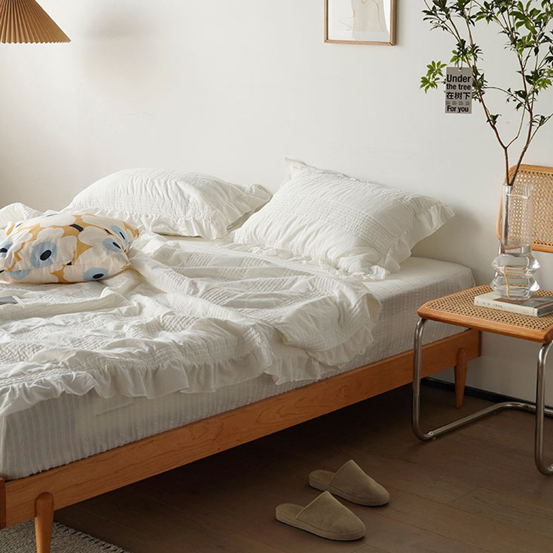 Nordic Cherry Wood Solid Wood Bed 1.5m Cherry Wood Tatami Master Bedroom 1.8m High Box Bed All Solid Wood Bed