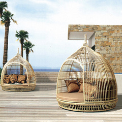 Outdoor reclining bed birdcage leisure rattan sofa sea-view room terrace swimming pool lounge chair homestay resort outdoor furniture