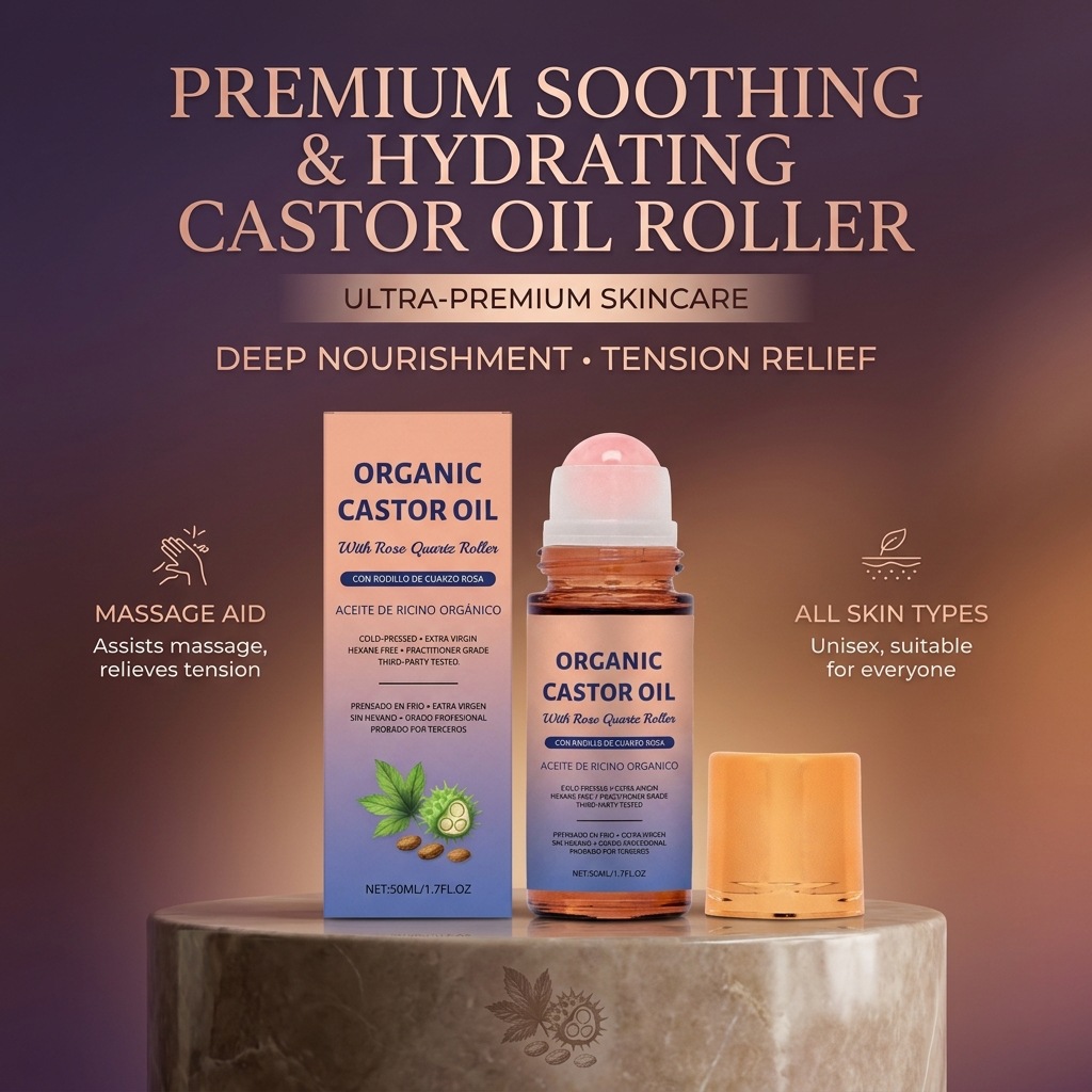 Aceite de Ricino en Roll-On Hidratante y Nutritivo para Masaje Corporal Diario