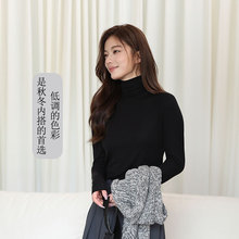 棉羊毛天丝加厚腈纶发热小立领极简百搭打底衫女秋冬保暖针织上衣