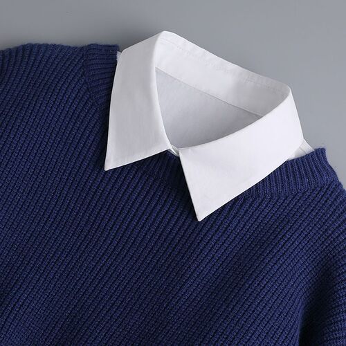 White pointed collar for children's and adults' autumn and winter shirts, compatible with sweaters and blouses, warm and stylish interchangeable collar