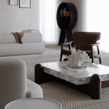 北欧极简小户型客厅实木茶几侘寂风岩板方形茶桌设计师创意咖啡桌