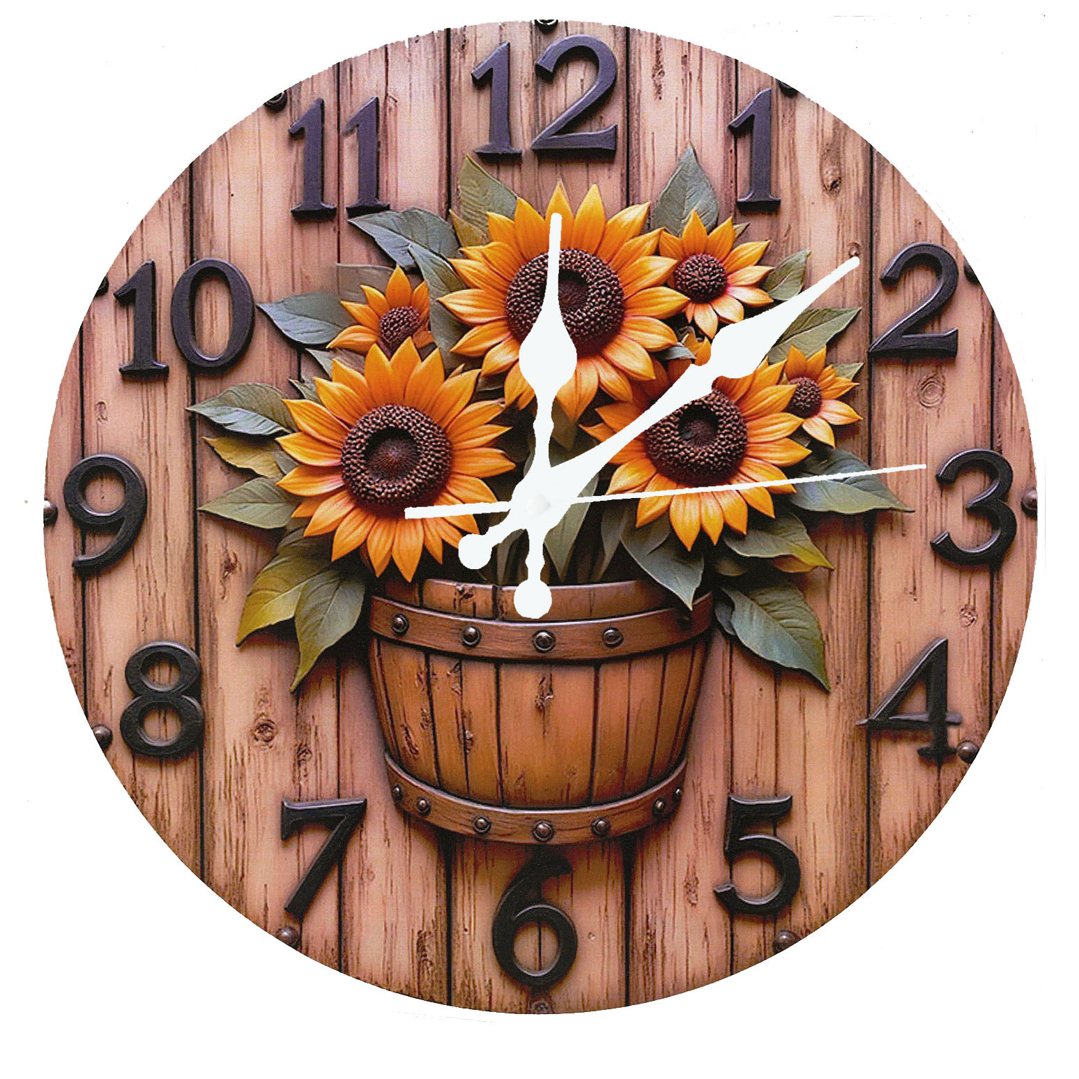 2D sin marco pintura flor reloj de pared redondo de 10 pulgadas reloj electrónico minimalista creativo hogar escaneo segundo reloj de venta caliente transfronteriza