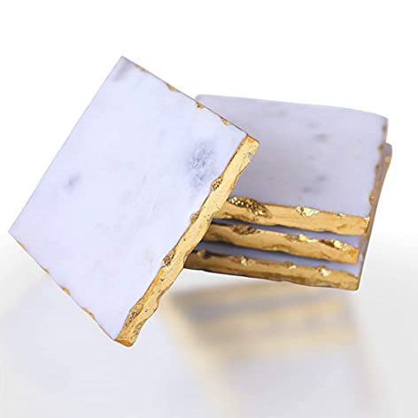 Oro Borde de mármol cuadrado montaña 10*10cm