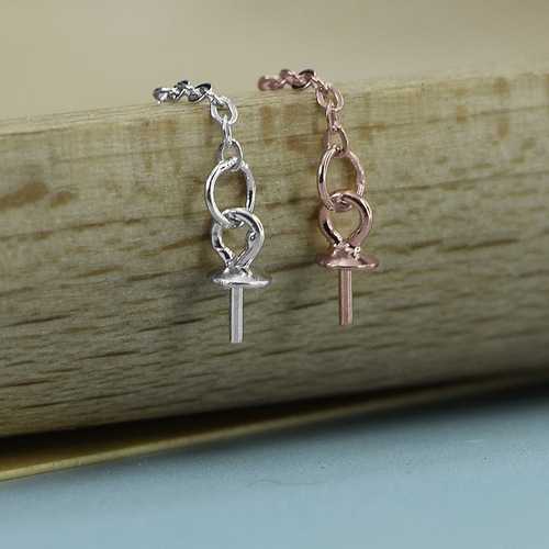 S925 sterling silver peach heart pearl sling length adjustment chain end finishing handmade DIY accessories simple accessories wholesale