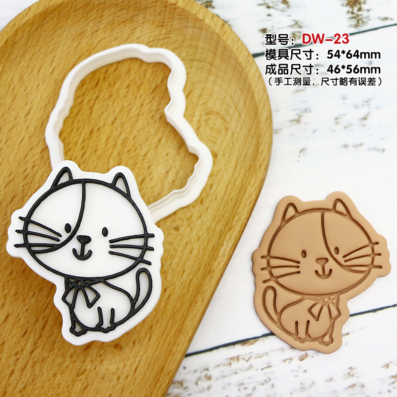 Gato molde de galletas de dibujos animados horneado molde de flip DIY 3D estereoscópio prensado molde de corte de galletas heladas