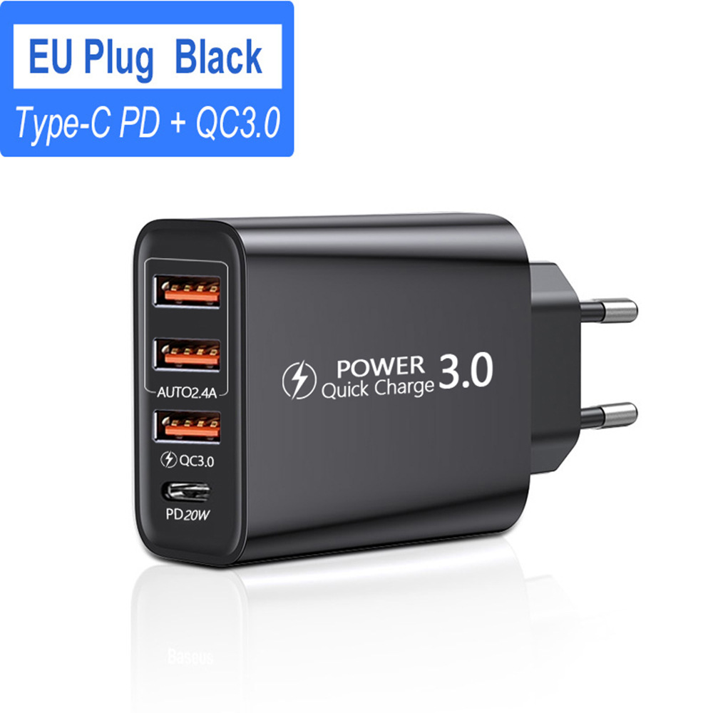 Cargador de viaje estándar americano estándar europeo estándar británico estándar 3USB + tipo-C cabeza de carga 3USB + PD multi-adaptador de teléfono móvil
