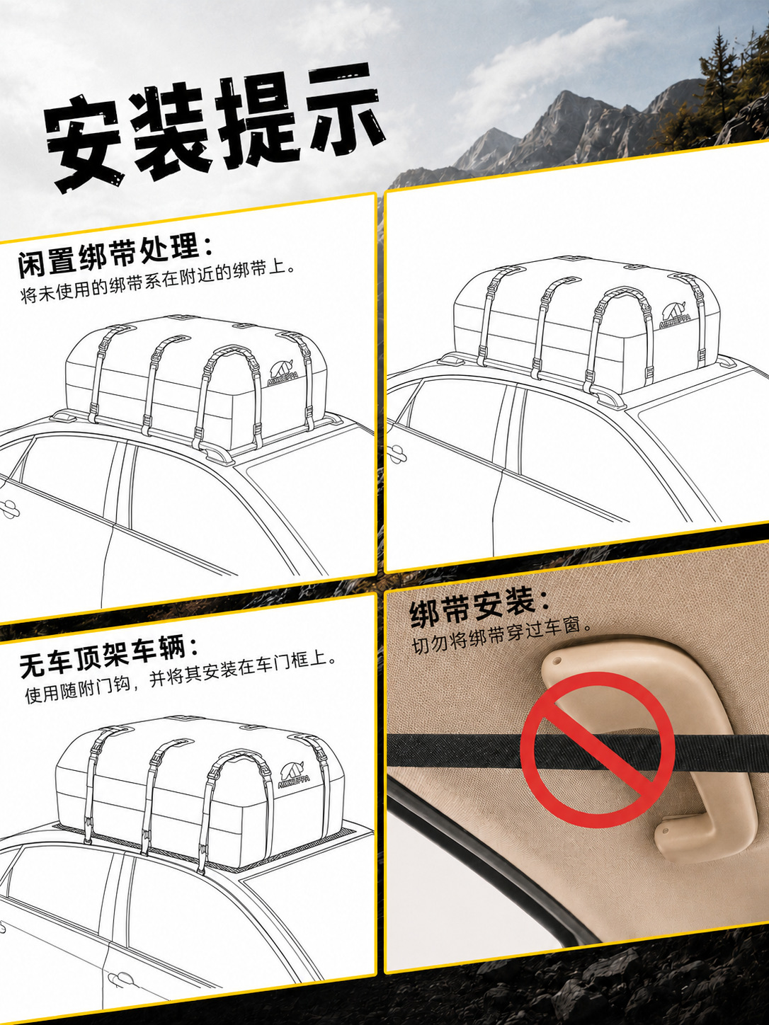 Roof rack luggage bag, waterproof roof bag, car luggage storage bag, large-capacity roof luggage bag