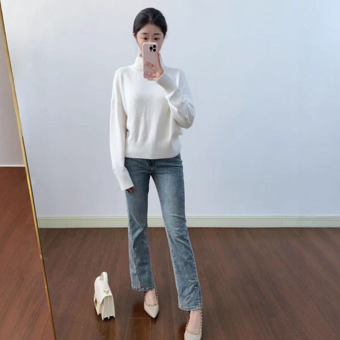 2025M家秋冬通勤简约百搭时尚针织宽松高领套头长袖上衣250391