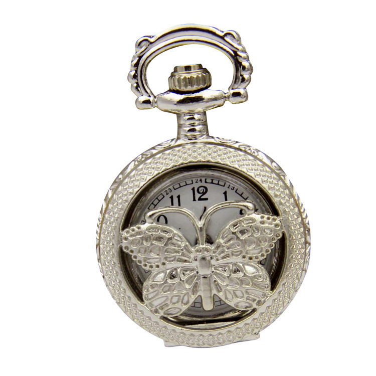 Pocket Watch Necklace Watch Silver White Pocket Watch Wholesale Factory Direct Sales Silver Butterfly Small Pocket Watch Y8020