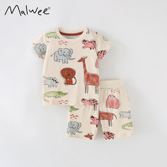 malwee boys summer clothes new style European and American children's T-shirt pants children's suit handsome two-piece set