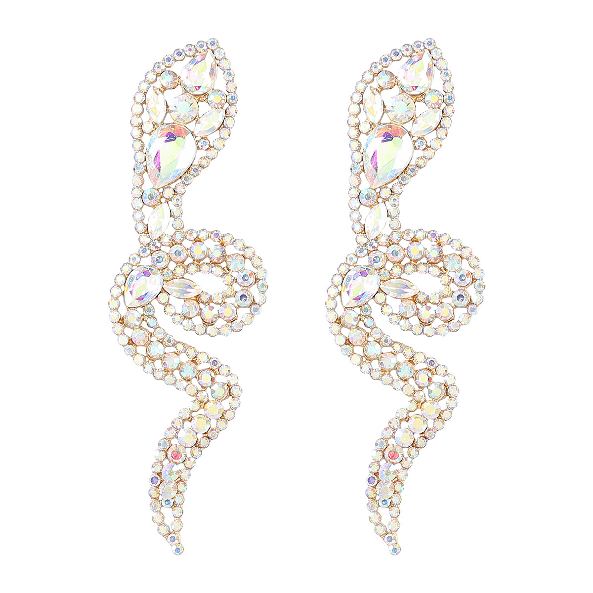 Orecchini a lobo a forma di serpente con cristalli eleganti_voghion.com