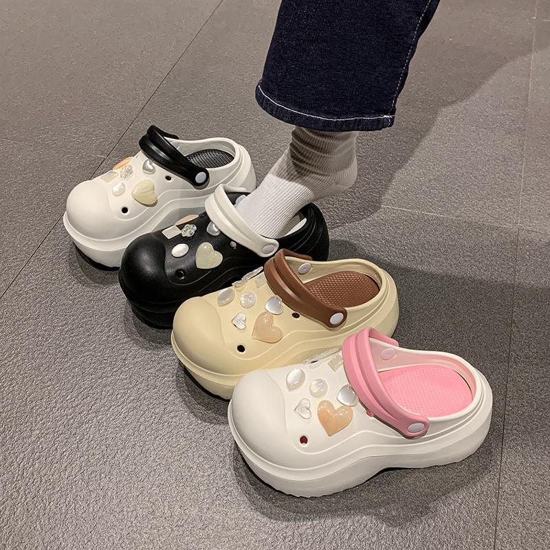 Zapatos con agujeros para mujer verano nueva moda casual zapatos de jardín antideslizantes playa Baotou arrastre transpirable zapatillas de marea de suela gruesa