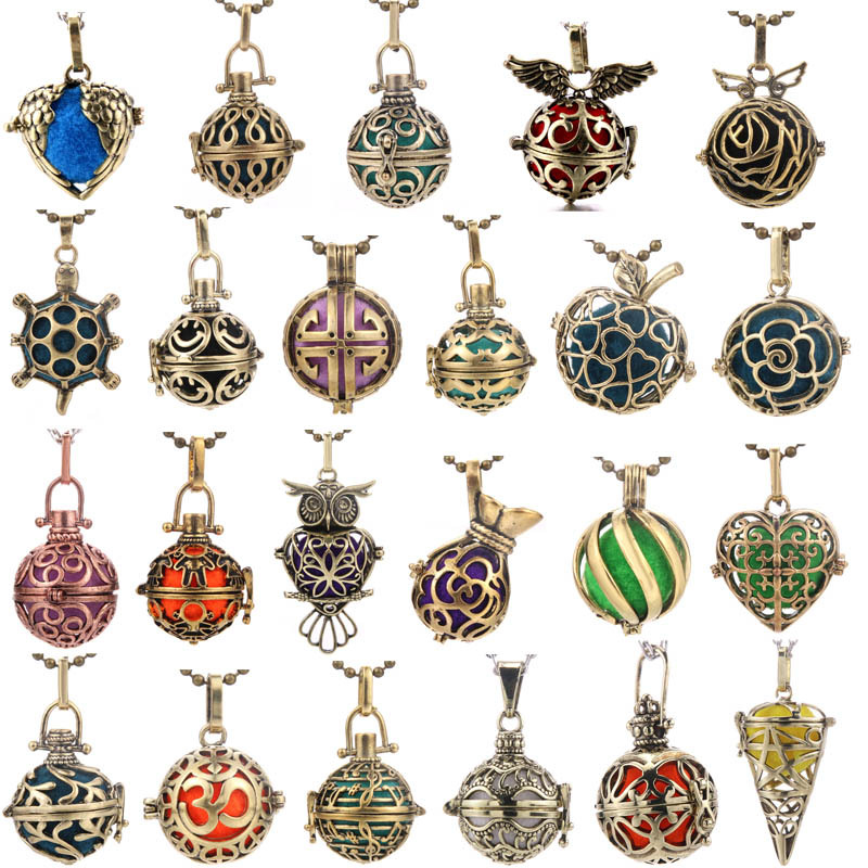 热销香薰古铜款式笼式镂空项链精油扩散器香水盒古风汉服配饰