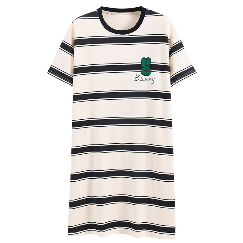 Camisón para las mujeres primavera y verano nuevo Algodón puro lindo casual más tamaño pijamas suelta delgada homewear Vestido de manga corta