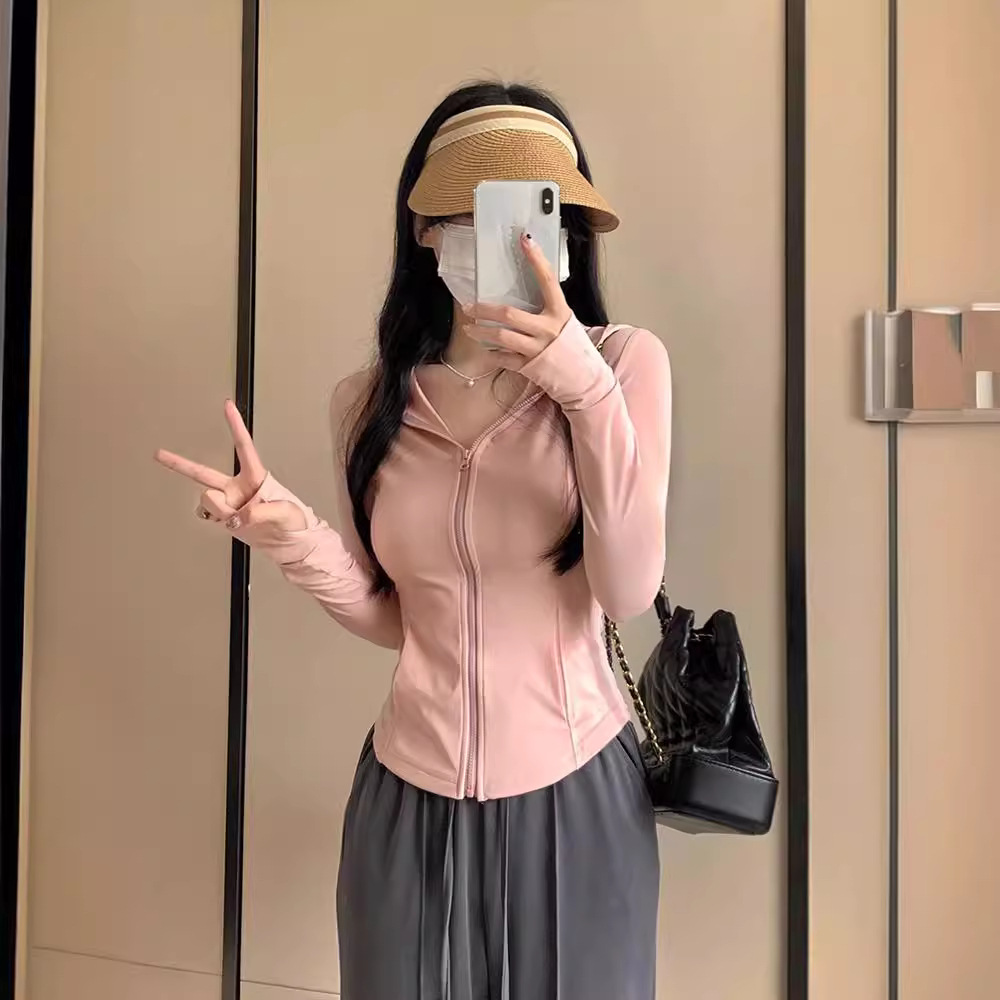 Fuchsia silk summer sun protection clothing