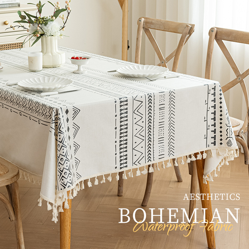 Mantel bohemio impermeable y a prueba de aceite, mantel antideslizante y resistente a las manchas, cubierta de mesa de centro retro única a prueba de polvo