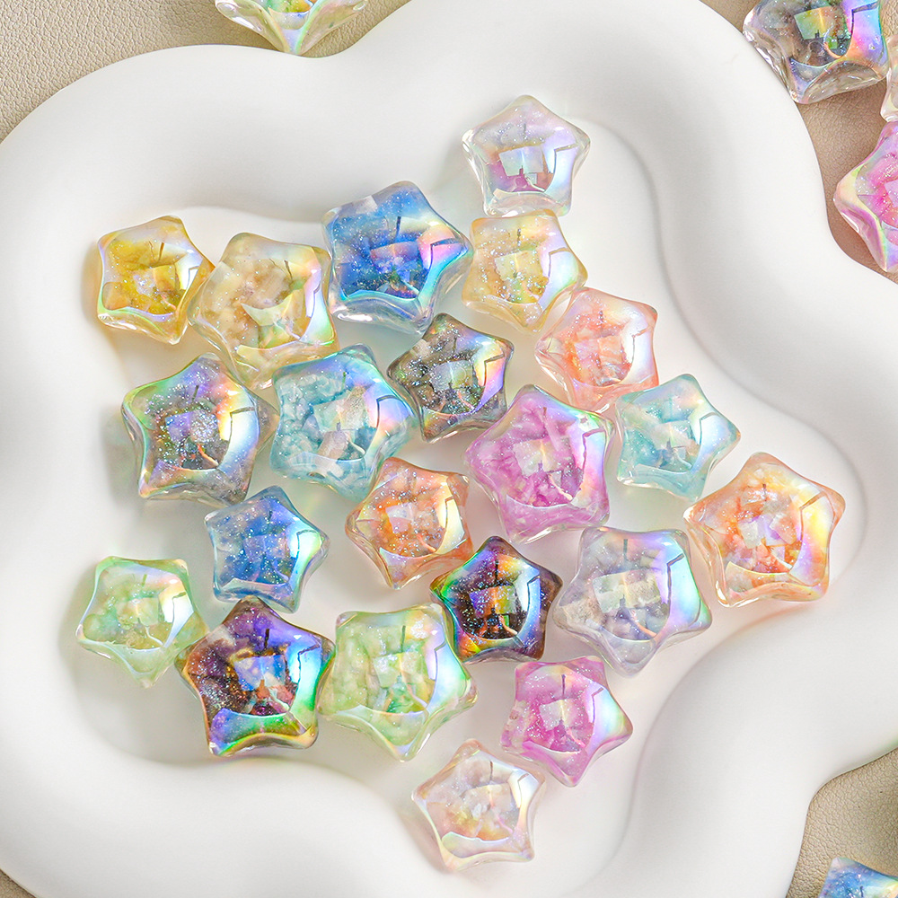 [10 paquetes] brocado de vidrio pentagonal de luces nocturnas nubes de perlas dispersas diy accesorios de llaveros a granel