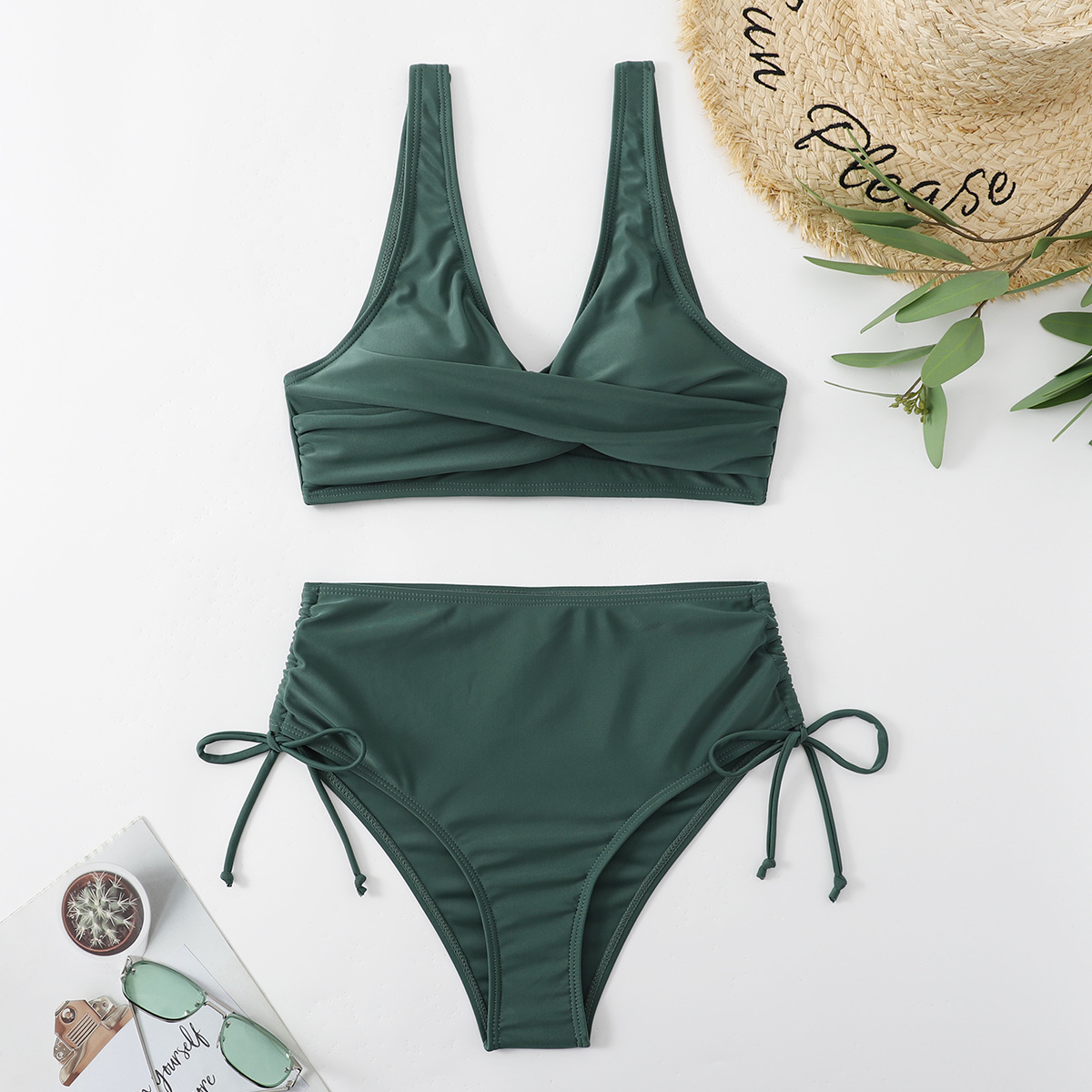 136g Weight Sexy Feel Of Sensation Mid Waist Panties Waist Bikini Panties Style Bralette Bra Category Polyester Fabric Type 2 Pieces Set Quantity Swimming Pool, Beach Occasion Solid Color Pattern Women's Gender Women's Solid Color 2 Pieces Set Bikinis Swimwear 14