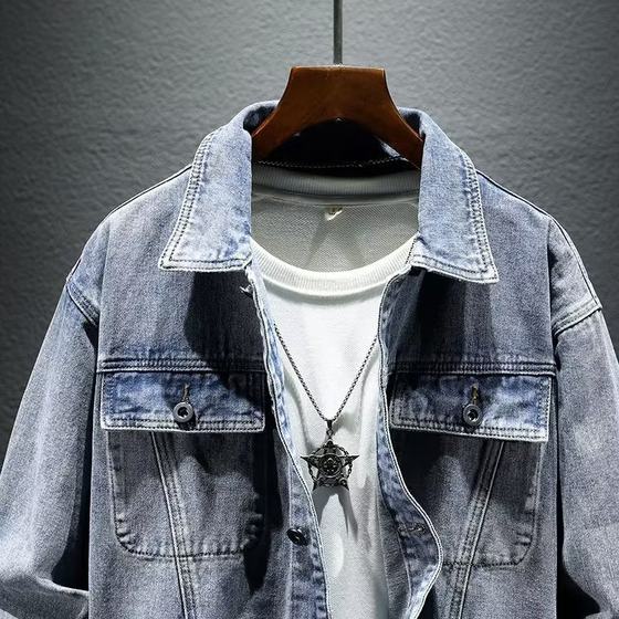 High-end Denim coat men's spring 2023 New loose fashion brand casual jacket men's retro all-matching denim jacket