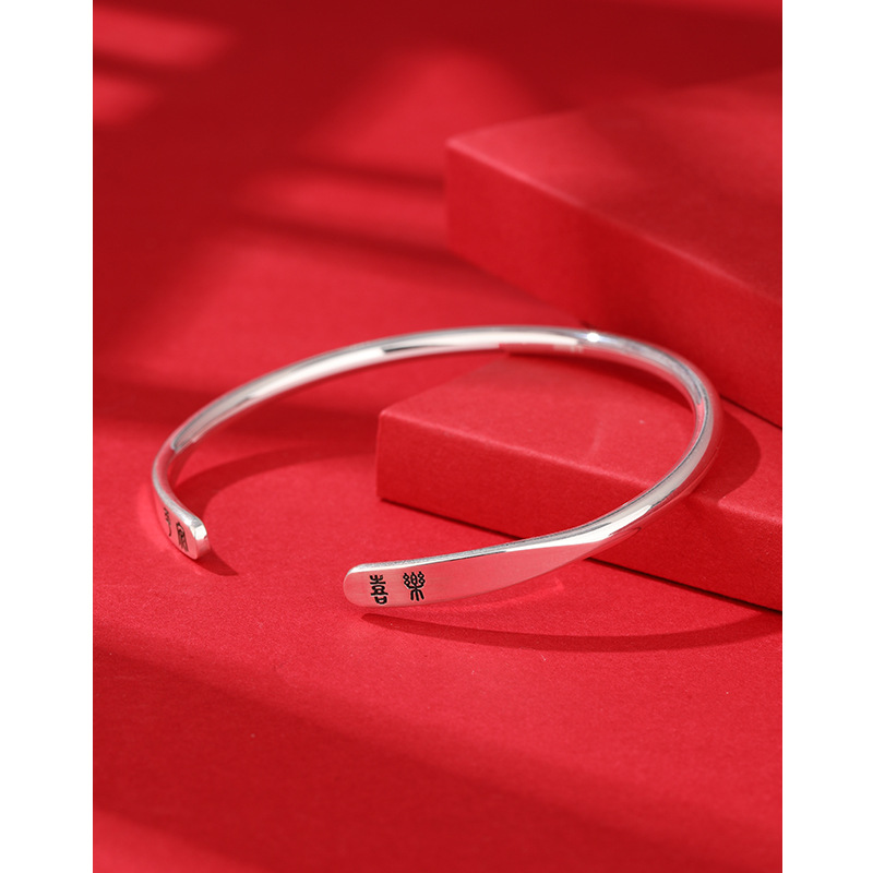 Ping un xile pulsera de plata 999 plata esterlina vintage estilo étnico plata pura abierta pulsera de plata sólida regalo para novia