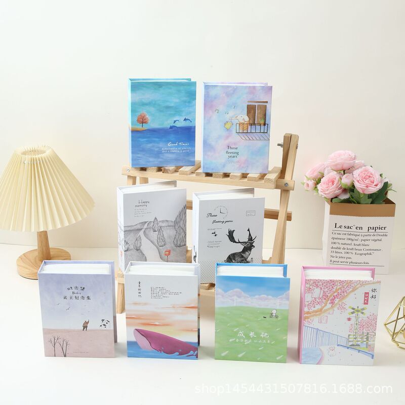 Large 6inch 100-Page Photo Album with 6 Styles, Laminated 6inch Pp Inner Pages, Insert-Type Children's Photo Album, Gift, Id Photo, Large Capacity