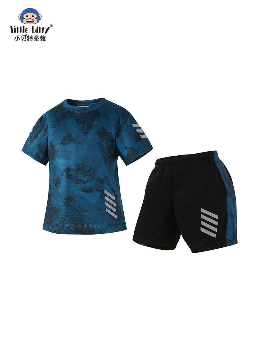Summer New Style 2025 Kidsren's Casual Fashion Short-Sleeved Sports Quick-Drying Suit Boys Sports Two-Piece Set