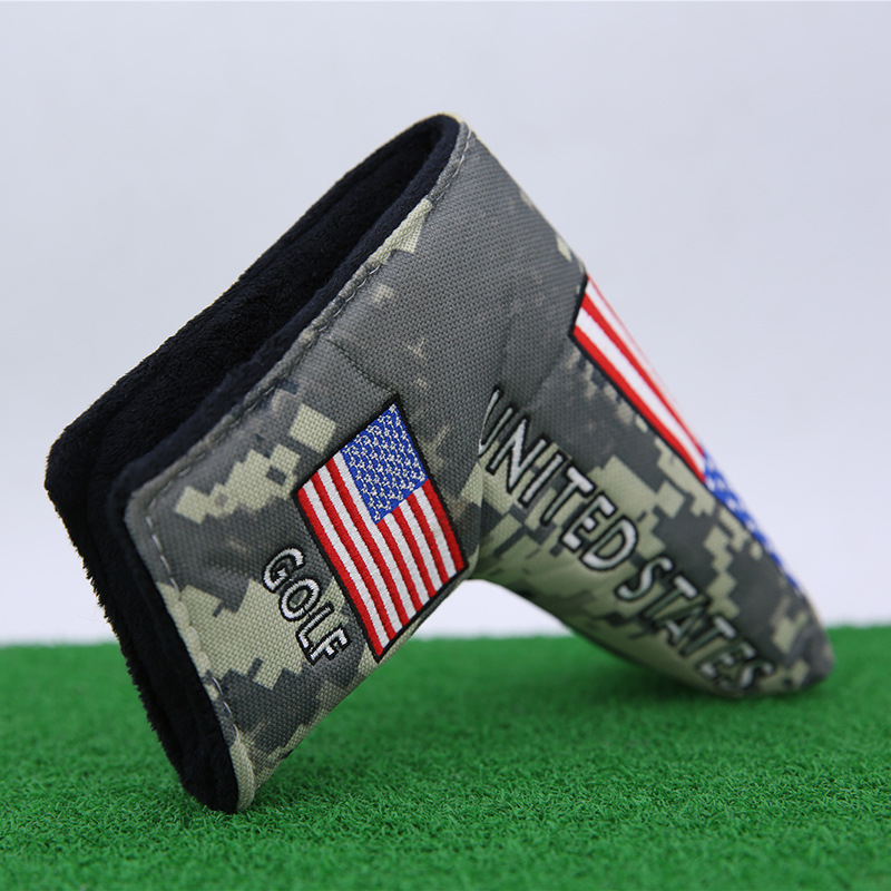 FUENTE Fábrica al por mayor cubierta de club de golf de impresión de vellón forrado de protección multidireccional cubierta de putter cubierta de la cabeza del club de golf