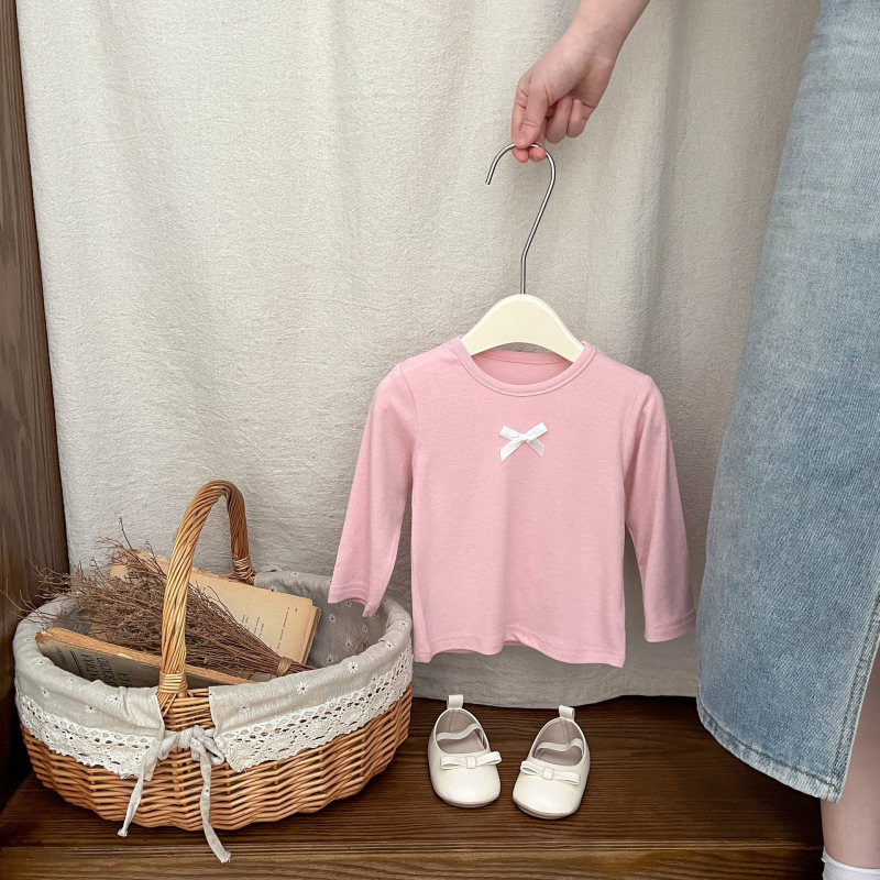 女の子の春と秋のボトリングシャツスーツ韓国風ベビーリボンインナー長袖Tシャツパンツお出かけ服|undefined