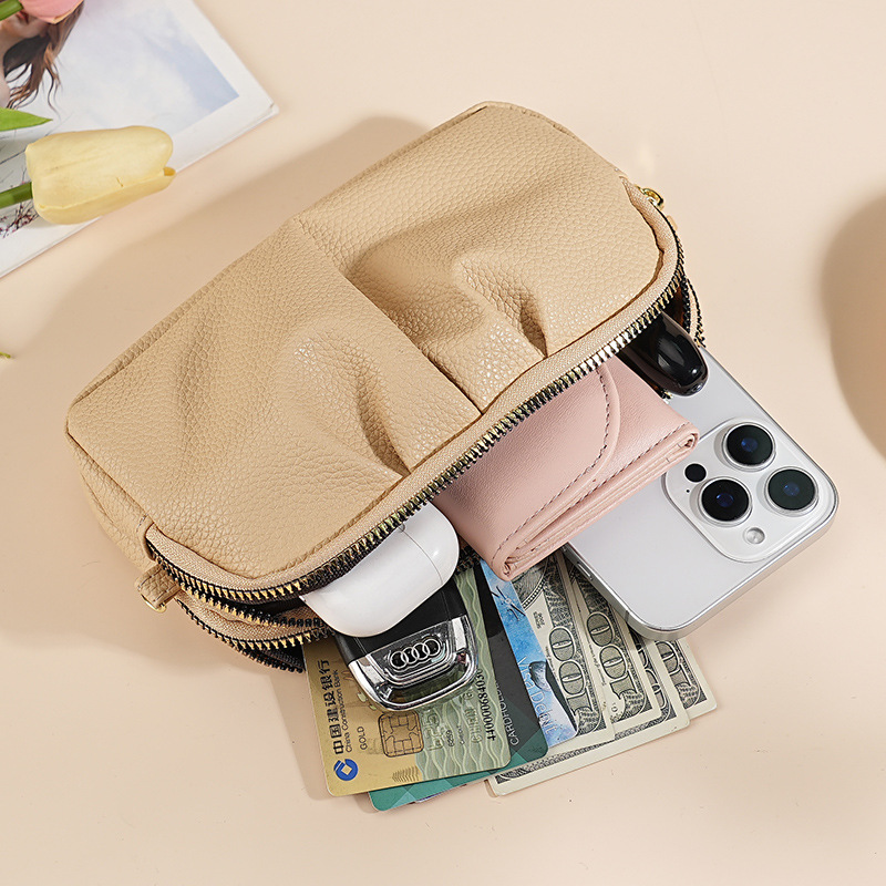 Nuevo mini bolso de mano de cuero PU para mujeres bolso de cuello de madre de doble capa de gran capacidad temperamento bolso de mujer bolso de teléfono móvil