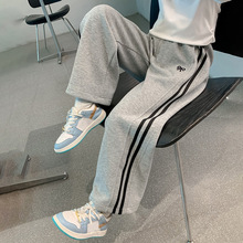 2025春秋儿童侧边条杠宽松休闲运动长裤中大女童时尚阔腿直筒卫裤