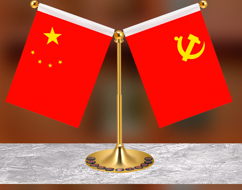 Car decoration five-star small red flag parking sign office desktop red flag decoration stainless steel retractable car interior decoration