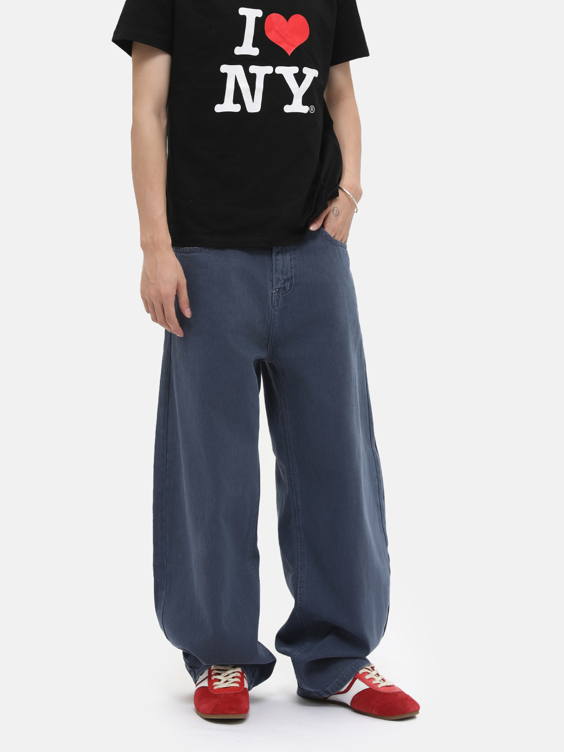 MTLCLOTHES para hombre | Pantalones de cimitarra azul real de estilo coreano, pantalones vaqueros lavados con fregona de pierna ancha y todo fósforo