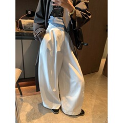 摩且 自留起球裤 慵懒感梨形身材解构分割弯刀剪裁阔腿裤 MQ0722